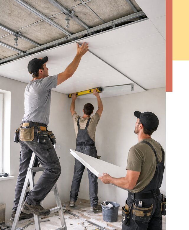 Монтаж потолка из ПВХ панелей в Нурлате от 3649 руб./м2 — быстро и недорого | ОТДЕЛОЧНИК-Нрт