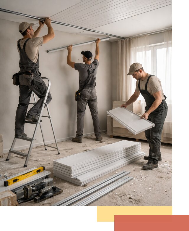 Монтаж потолка из ПВХ панелей в Нурлате оперативно и качественно