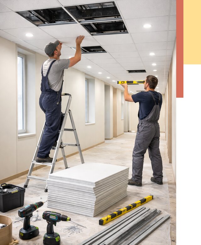 Ремонт потолка Армстронг в Нурлате от 4692 руб. — быстро и недорого | ОТДЕЛОЧНИК-Нрт