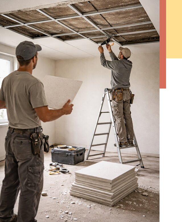Замена плит подвесного потолка в Нурлате от 1825 руб. быстро и недорого | ОТДЕЛОЧНИК-Нрт