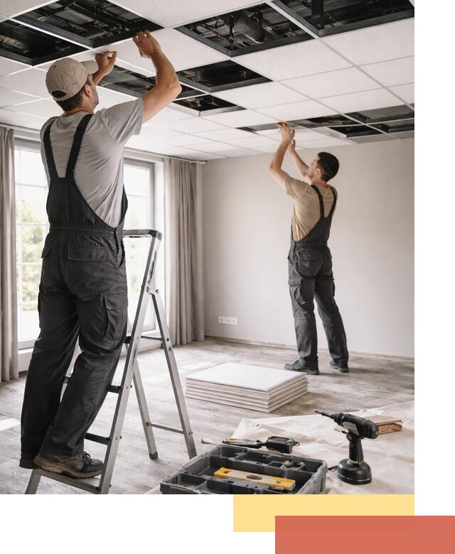 Замена плит подвесного потолка в Нурлате быстро и качественно