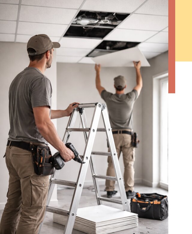 Обслуживание подвесного потолка в Нурлате от 3649 руб. — быстро и недорого | ОТДЕЛОЧНИК-Нрт