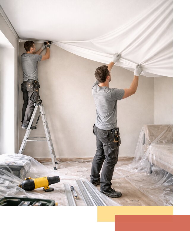 Монтаж тканевого натяжного потолка в Нурлате недорого и быстро