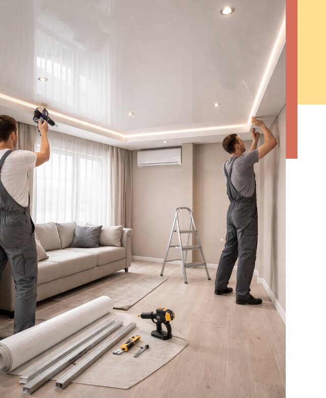 Монтаж глянцевого натяжного потолка в Нурлате от 782 руб. под ключ | ОТДЕЛОЧНИК-Нрт