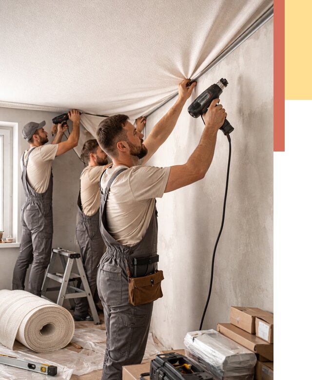 Монтаж фактурного натяжного потолка в Нурлате от 782 руб. — ОТДЕЛОЧНИК-Нрт