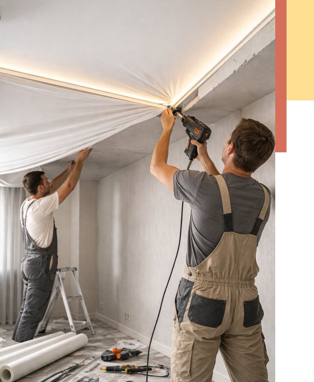 Монтаж натяжного потолка с подсветкой в Нурлате от 991 руб. | ОТДЕЛОЧНИК-Нрт