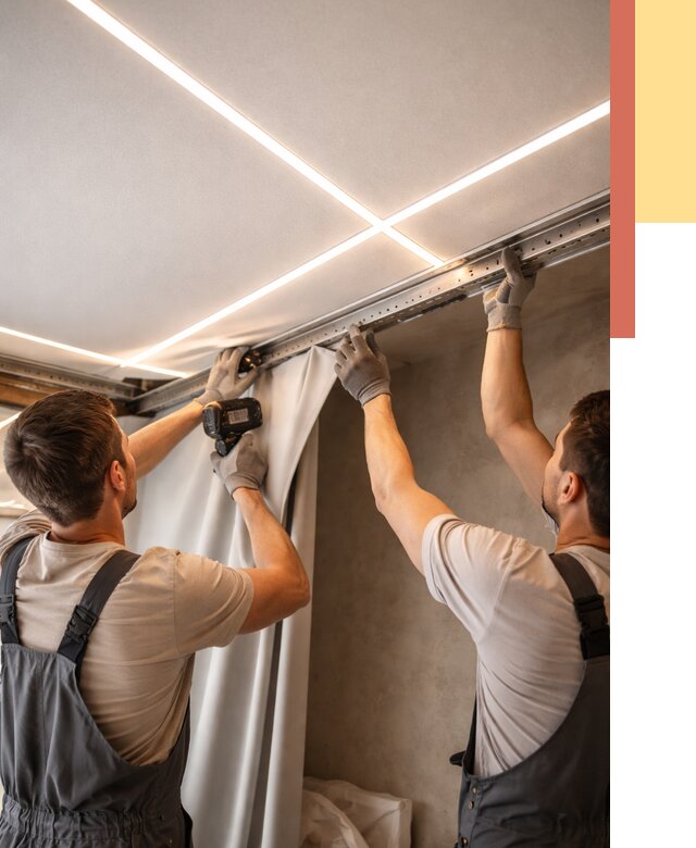 Монтаж натяжного потолка со световыми линиями в Нурлате от 1251 руб. | ОТДЕЛОЧНИК-Нрт