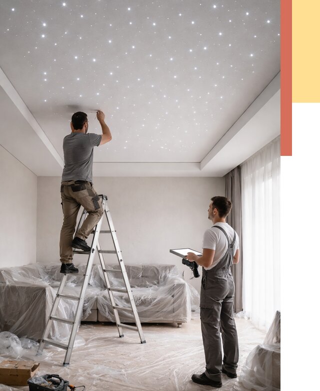 Монтаж натяжного потолка «звездное небо» в Нурлате от 6778 руб. | ОТДЕЛОЧНИК-Нрт