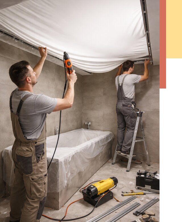 Монтаж натяжного потолка в ванной в Нурлате от 1251 руб. под ключ | ОТДЕЛОЧНИК-Нрт