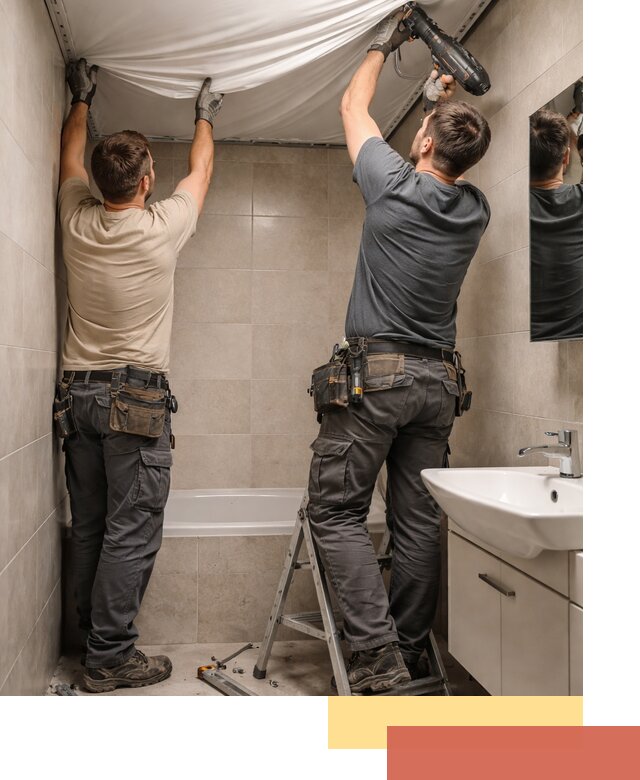 Монтаж натяжного потолка в ванной в Нурлате быстро и качественно