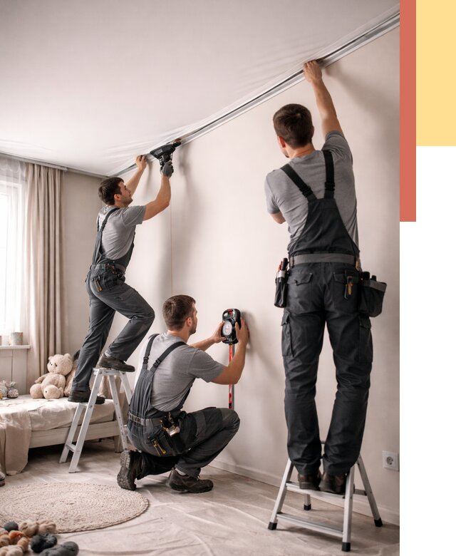 Монтаж натяжного потолка в детской в Нурлате от 3649 руб. — быстро и недорого | ОТДЕЛОЧНИК-Нрт