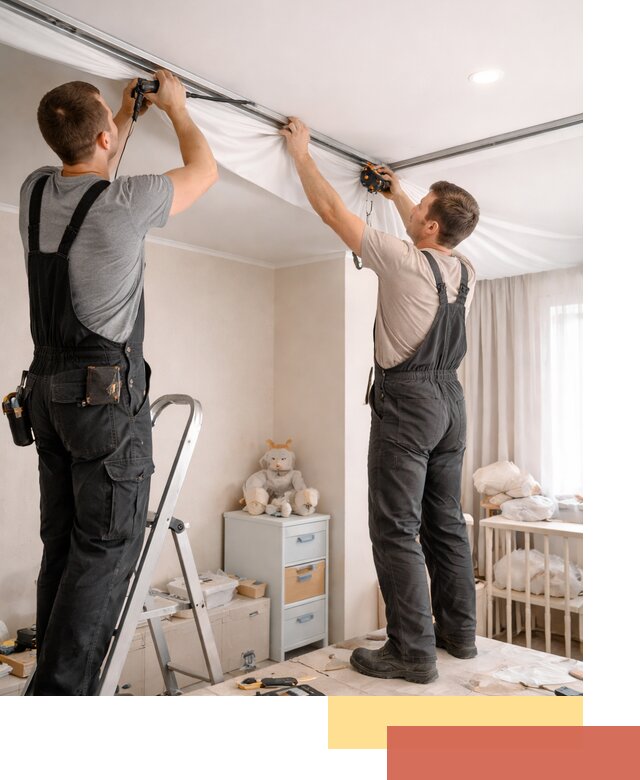 Монтаж натяжного потолка в детской комнате в Нурлате