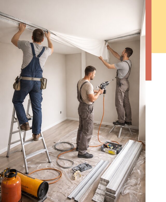 Монтаж натяжного потолка в студии в Нурлате от 5735 руб. — быстро и недорого | ОТДЕЛОЧНИК-Нрт