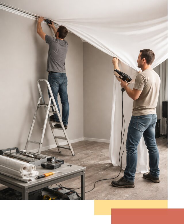 Монтаж натяжного потолка в студии в Нурлате