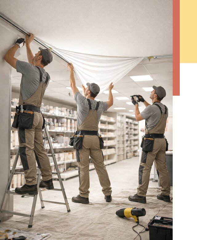 Монтаж натяжного потолка в магазине в Нурлате от 4692 руб. быстро и недорого | ОТДЕЛОЧНИК-Нрт