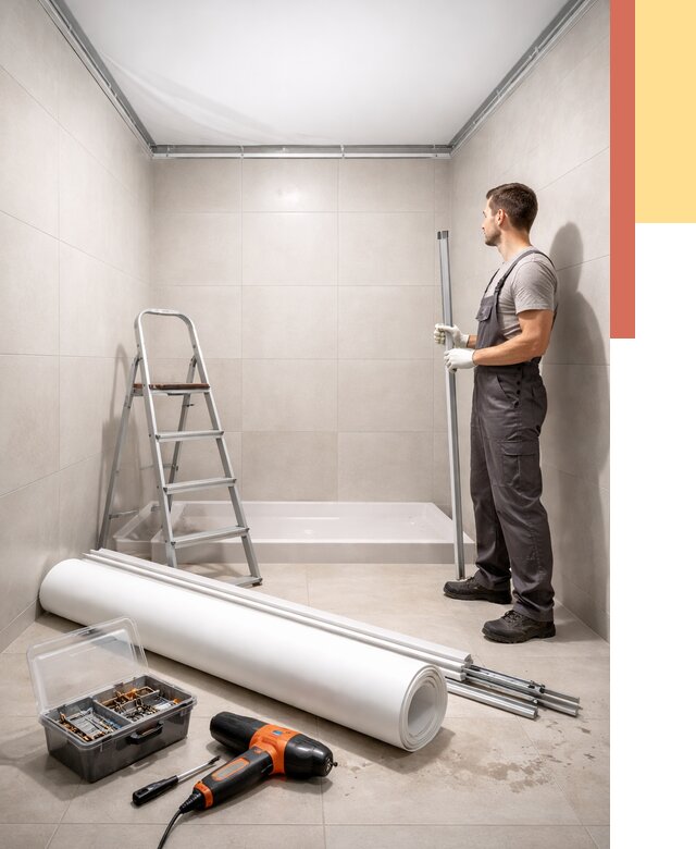 Монтаж натяжного потолка в санузле в Нурлате от 1929 руб. — ОТДЕЛОЧНИК-Нрт