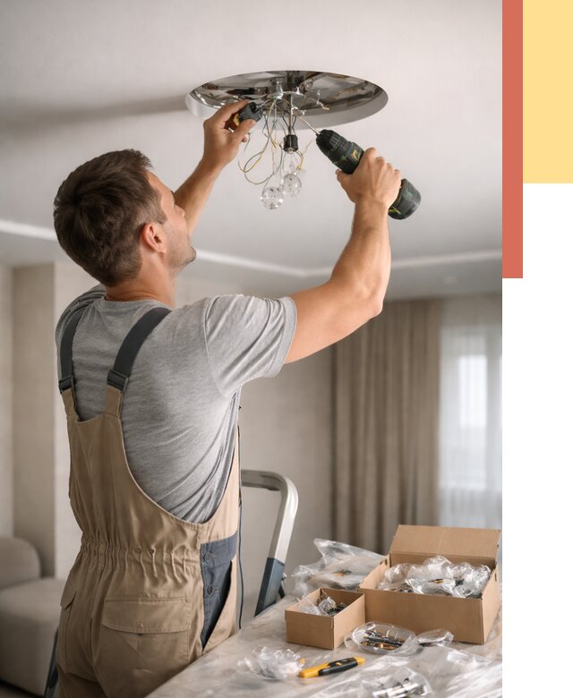 Установка люстры в натяжной потолок в Нурлате от 1251 руб. | Быстро и недорого — ОТДЕЛОЧНИК-Нрт