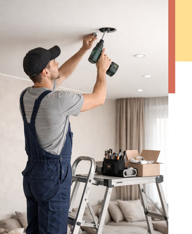 Установка и монтаж точечных светильников в натяжной потолок в Нурлате от 1877 руб. | ОТДЕЛОЧНИК-Нрт