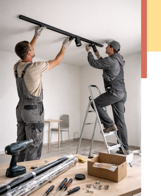 Установка трековых светильников в натяжной потолок в Нурлате от 4379 руб. | ОТДЕЛОЧНИК-Нрт