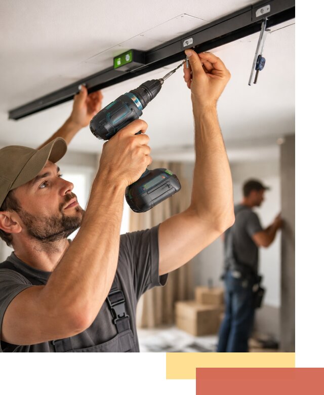 Установка трековых светильников в натяжной потолок в Нурлате