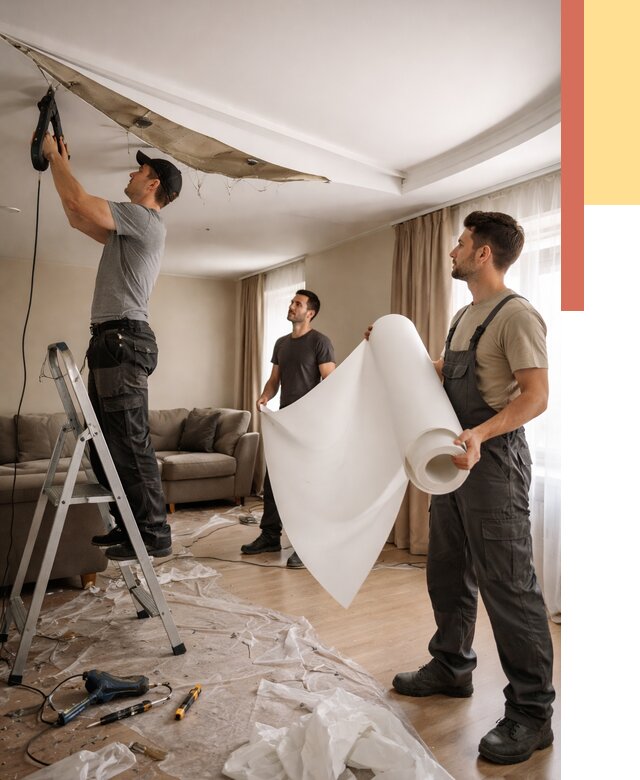 Замена полотна натяжного потолка в Нурлате от 9906 руб. быстро и недорого | ОТДЕЛОЧНИК-Нрт