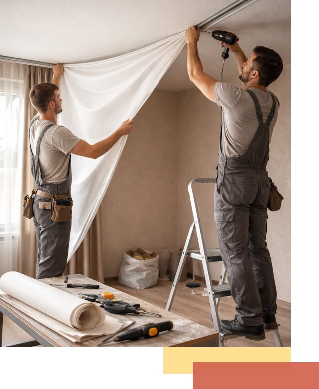 Замена полотна натяжного потолка в Нурлате быстро и качественно