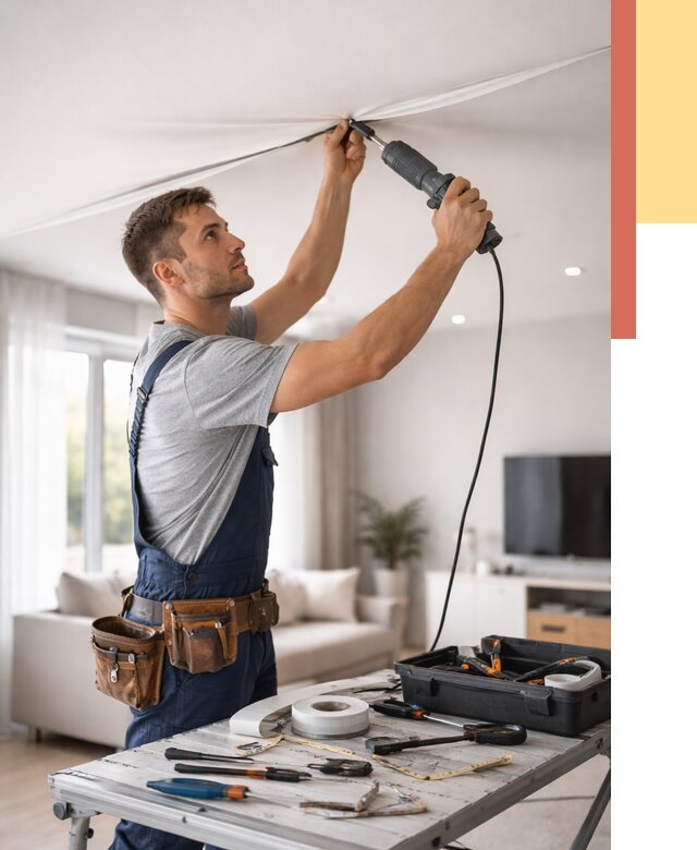 Ремонт натяжных потолков в Нурлате от 9906 руб. под ключ — ОТДЕЛОЧНИК-Нрт