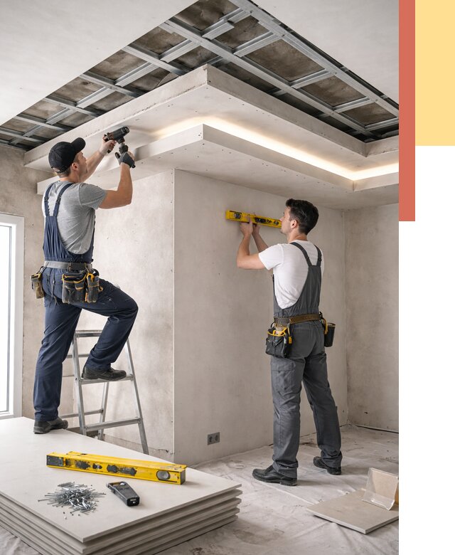 Двухуровневый потолок из гипсокартона в Нурлате от 1512 руб. под ключ | ОТДЕЛОЧНИК-Нрт