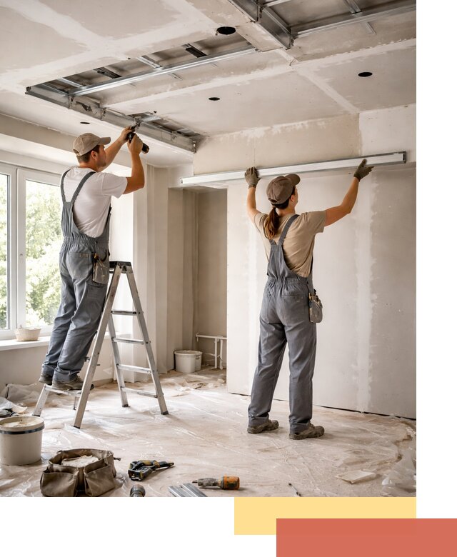 Монтаж многоуровневого потолка из гипсокартона в Нурлате