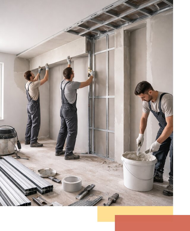 Монтаж потолка из гипсокартона с нишей в Нурлате