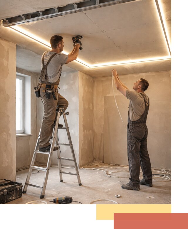 Потолок из гипсокартона с подсветкой в Нурлате