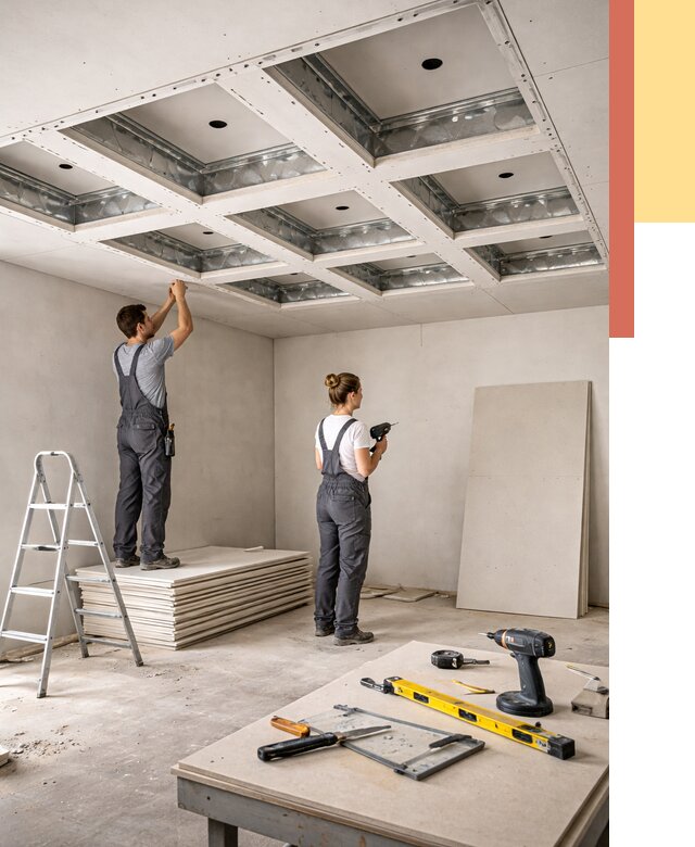 Кессонный потолок из гипсокартона в Нурлате от 1929 руб. — монтаж и под ключ | ОТДЕЛОЧНИК-Нрт