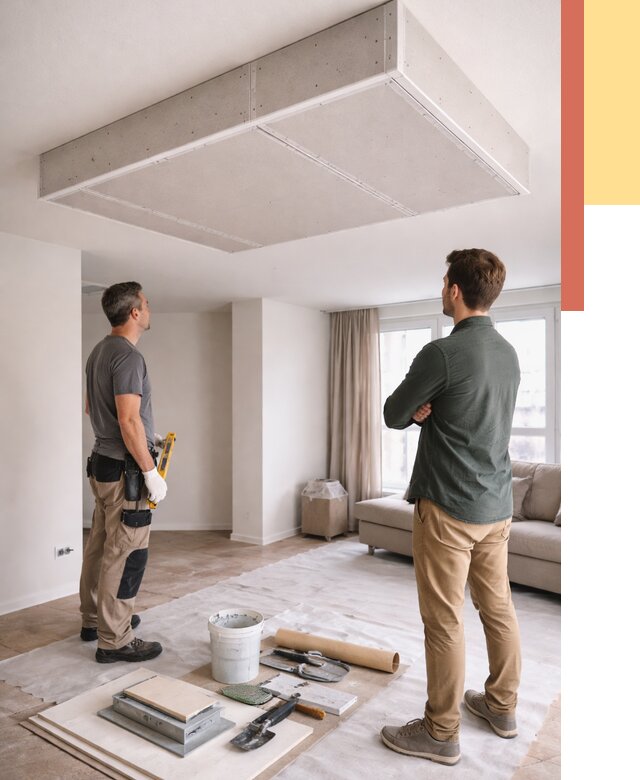 Короб на потолке из гипсокартона в Нурлате от 2294 руб. — монтаж и услуги под ключ | ОТДЕЛОЧНИК-Нрт