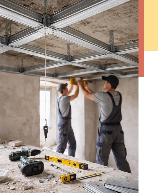 Монтаж каркаса потолка из профиля в Нурлате от 4692 руб. — услуги ОТДЕЛОЧНИК-Нрт
