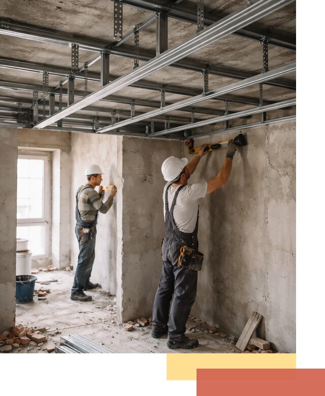 Монтаж каркаса потолка из профильного профиля в Нурлате