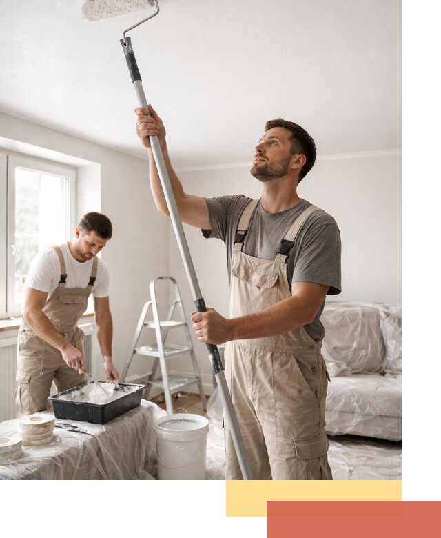 Покраска потолка водоэмульсионной краской в Нурлате