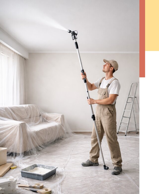 Покраска потолка краскопультом в Нурлате от 4692 руб. быстро и недорого | ОТДЕЛОЧНИК-Нрт