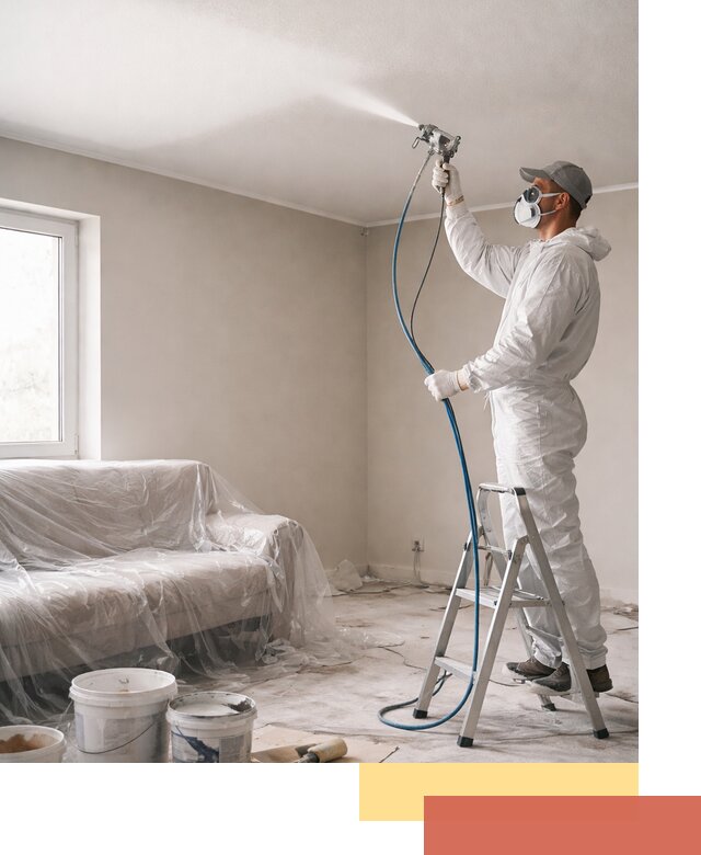 Покраска потолка краскопультом в Нурлате быстро и качественно