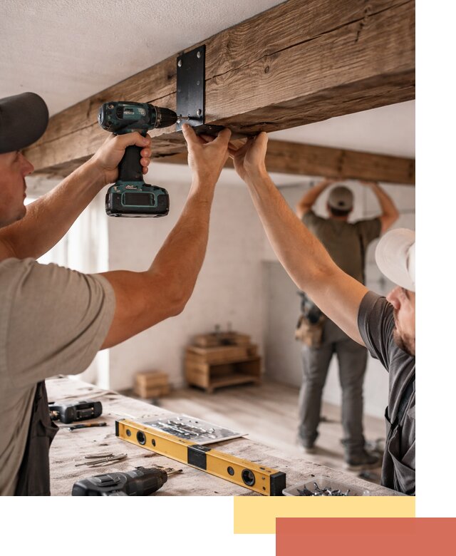 Монтаж декоративных потолочных балок в Нурлате