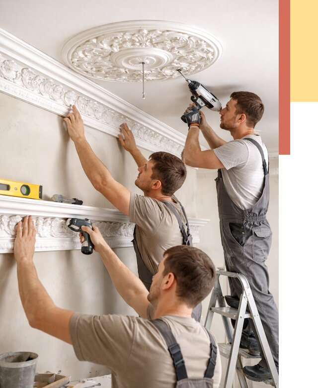 Монтаж лепнины на потолок в Нурлате от 3337 руб. быстро и недорого | ОТДЕЛОЧНИК-Нрт